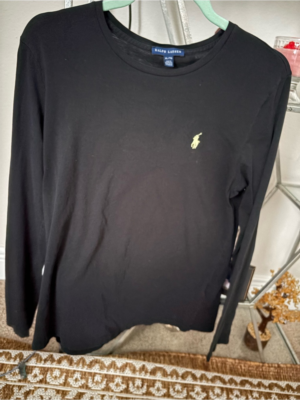 Ralph Lauren Long Sleeve crewneck black with white logo T-shirt Women’s XL